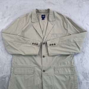 GAP 3 Button Jacket Blazer Men 2XL Khaki Cotton Work Office Preppy Pockets